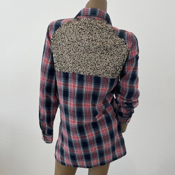 Free People Little Bit of Sugar plaid flannel sequin mesh panels TLS2 2011 - Picture 8 of 10